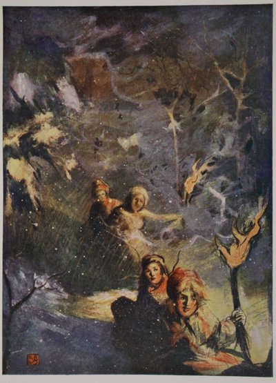 Sleeën bij fakkellicht, 1905 door Nico Jungman
